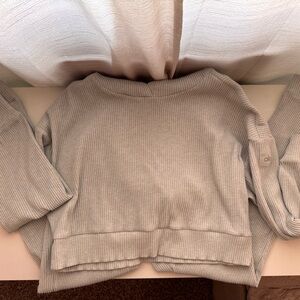 Alo Yoga Ribbed Matching Set – Size Medium – Neutral Beige/Taupe